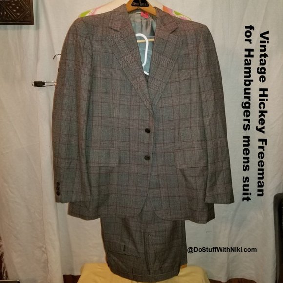 Vintage Hickey Freeman blue Plaid check Suit Union made - Picture 1 of 11